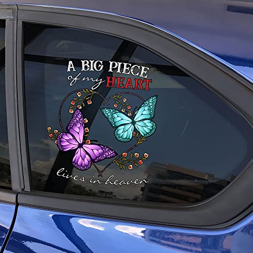 Butterfly A Big Piece Of My Heart Sticker Car Decals, Car Sticker Decal Sticker For Windows, Memorial Car Decals, Vinyl Sticker Decal, Memorial Window Decal For Car Truck #TOP1