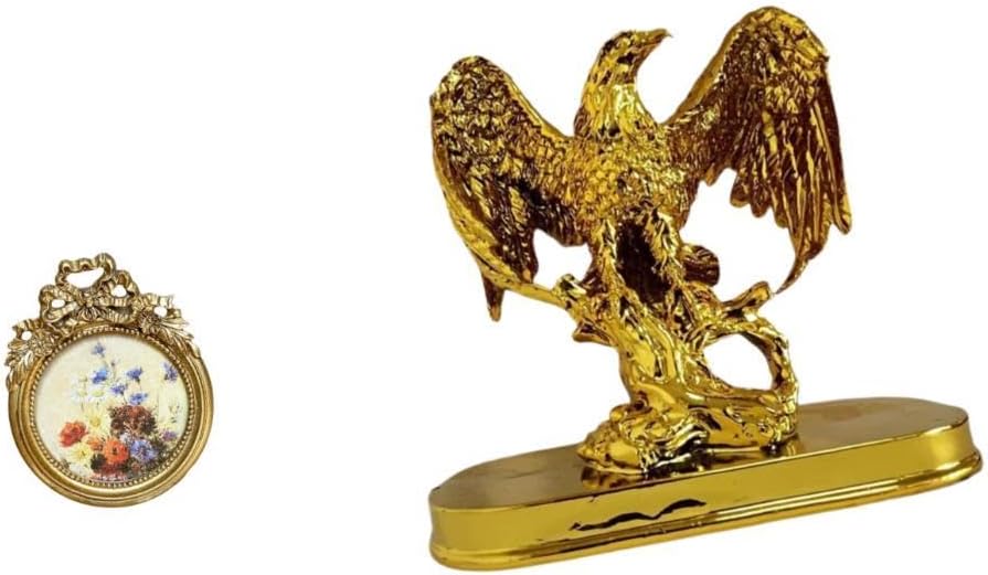 Antique Photo Frame Vintage Animal Sculpture Round Ornate European Resin Statue Home Decor for Wedding Gift Ideas Desk Indoor Office Dining Room Cabin