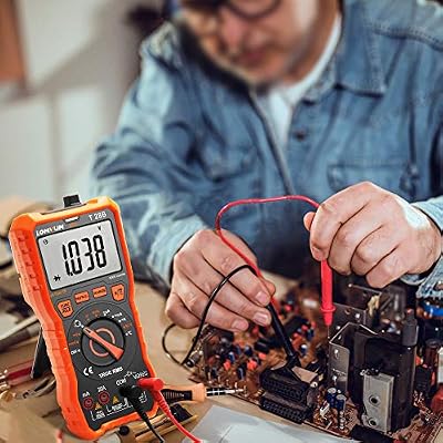 Digital Multimeter, 6000 Counts Auto-Ranging Voltage Tester Meter with Ohm Volt Amp Capacitance Temperature Frequency Diode Backlit LCD and Flashlight