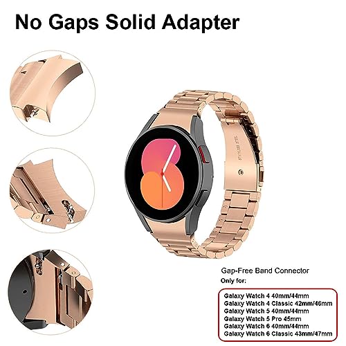 Sankel Connectors Compatible For Samsung Galaxy Watch 4/4 Classic/Watch 5/5 Pro/Watch 6/6 Classic Smartwatch Band Adapter,Stainless Steel Band Connector Adapter Replacement For Galaxy Watch 4/5/6 (Rosegold) #TOP2