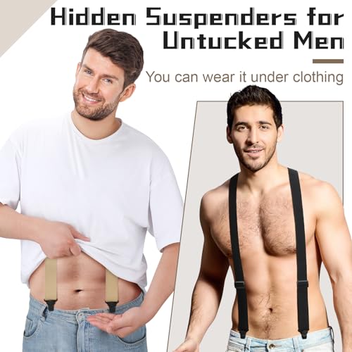Image of Janmercy 2 Pcs Hidden Suspenders for Men, 1.5 inch