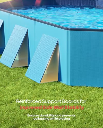 Image of Peteast Dog Pool for Large Dogs, Foldable Hard Plastic, 82 x 46 x 12 in | Extra Large Collapsible Pet Bath Tub with Non-Slip Base for Indoor, Outdoor and Backyard Use, Blue