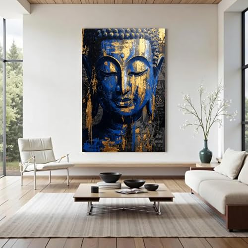 Tableau Bouddha bleu grand format 60x90 toile zen - 3