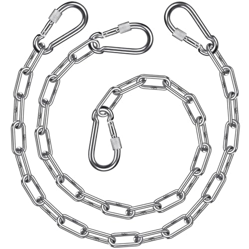 eneLabel 2Pcs 32 Heavy Bag Chain Stainless Steel Punching Bag Hanging Chain with Hooks 1000LB Capacity Extension Chains for Boxing Bags Hammocks Chair Hanging Chair Porch Swings Aerial Silks