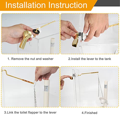 Image of Hibbent Universal Metal Side Mount Toilet Handle Kit, Shiny Gold