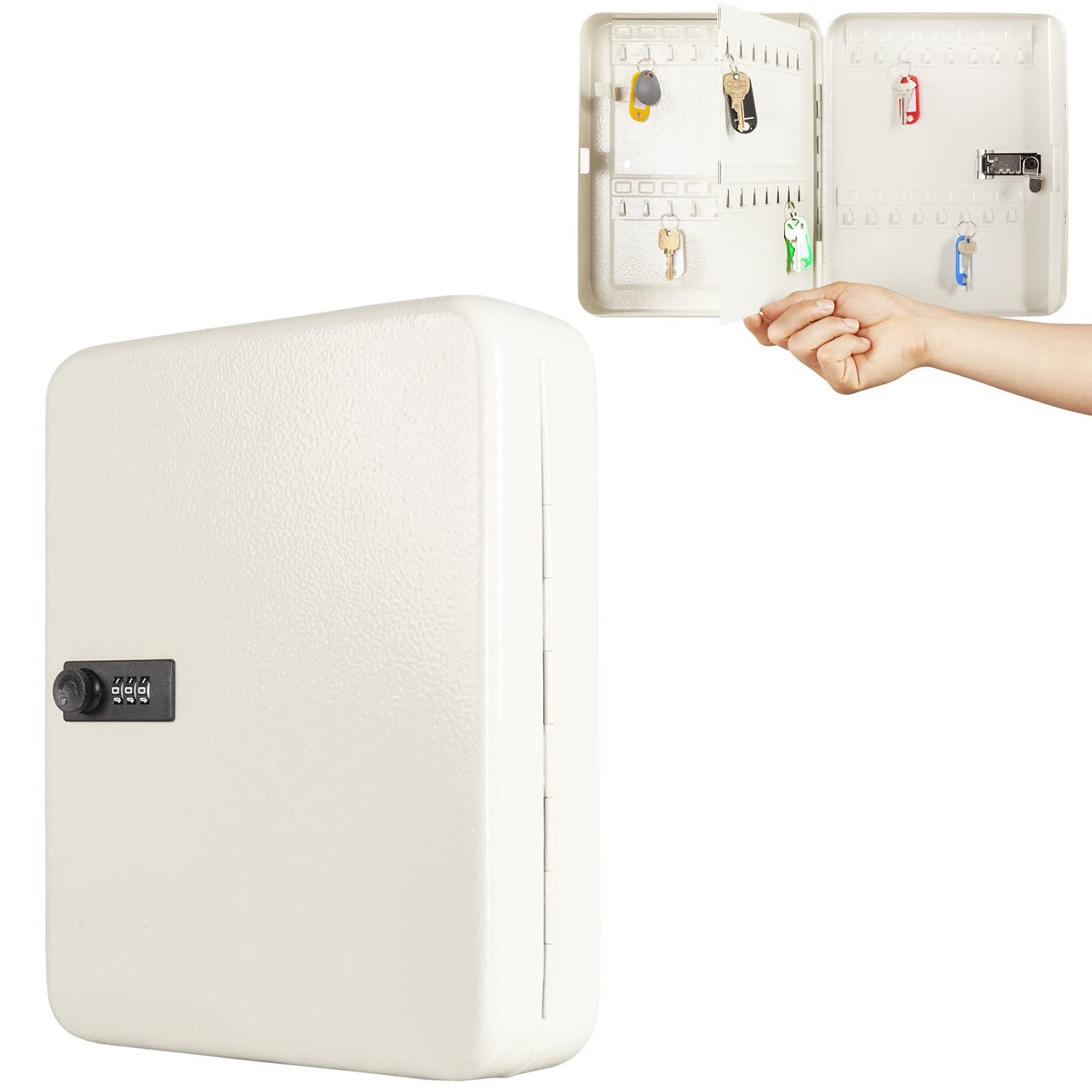 Durabox Key Safe Storage Cabinet Lockbox with Combination Lock (60 Keys, Beige)