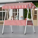 YUGXTH Mobiler Marktstand, Faltbarer Imbisswagen, Verkaufsstand mit Feststellbaren Rädern, Marktstand-Display for Süßigkeiten und Desserts(Rosso,130cm/51.2in)