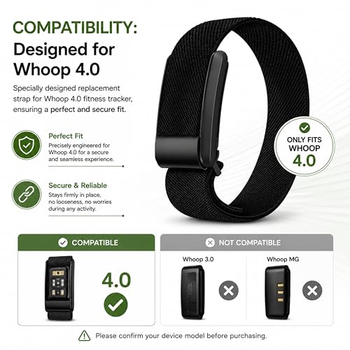 Image of TechTrendz Stretchy Solo Loop Replacement Strap for Whoop 4.0 Adjustable Soft Sport Nylon Elastic Braided Bands Compatible with Whoop 4.0, Durable Sleep, Wearable Health, Fitness & Activity Tracker (Device Not Included)