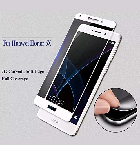 Image of Screen Protector for Huawei Honor 6x (White) Tempered Glass Edge-to-Edge 6D Screen Guard With Installation Kit