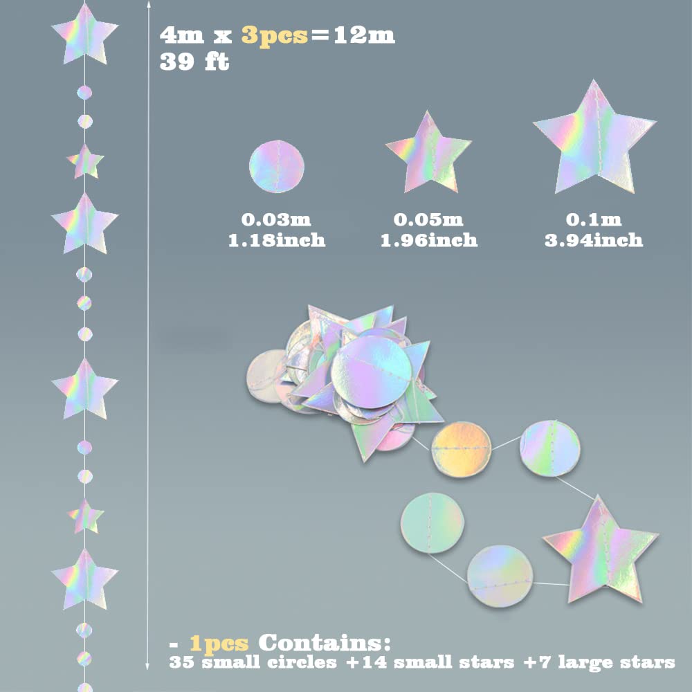 Aazon.co: Iridescent Party Decorations Star Circle Dot Paper Garland
