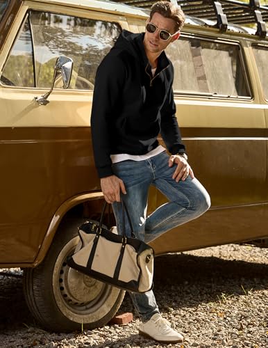 JMIERR Mens Casual Cotton Hoodies Drawstring Quarter Zip Pullover Sweatshirts3