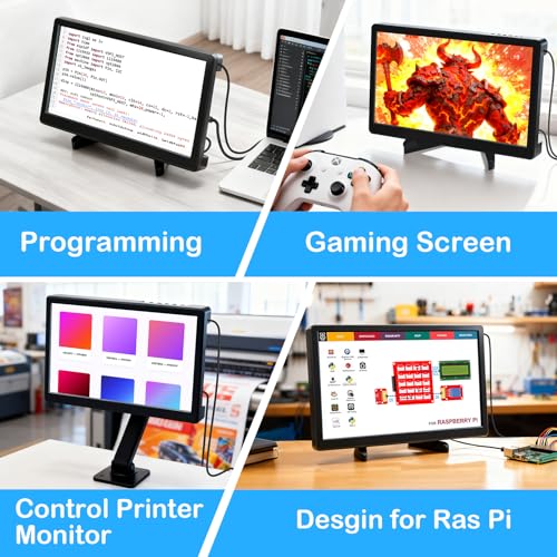 Image of ELECROW 11.6 Inch Portable Monitor - IPS Capacitive Touchscreen Monitor with HD VGA Port, 1920x1080P LCD Display Built-in Dual Speakers Touch Screen for Raspberry Pi 5 /4 /3, PS Xbox, Windows 11 /10 /8 /7