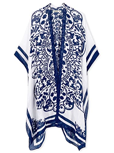 Image of Breezy Lane Women's Kimono Cardigan Summer Swimsuit Coverups Beach Cover Up with Floral Print for Vacation