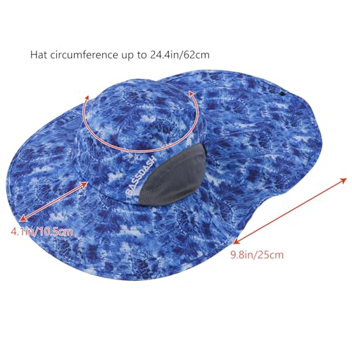 Image of BASSDASH UPF 50+ Unisex Water Resistant Wide Brim Sun Hat with Large Neck Flap Ponytail Fishing Hat for Men Women