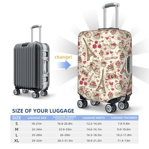 Paris Vintage For Travel Luggage Cover Suitcase Protector Fits 18-32 Inch Travel Luggage Protector Elastic Luggage Anti-Scratch Suitcase Cover4