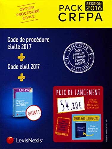 Pack CRFPA civil: code civil 2017 + code de procédure civile 2017 + prime oral CRFPA: Avec chaque Code sa version Ebook incluse.