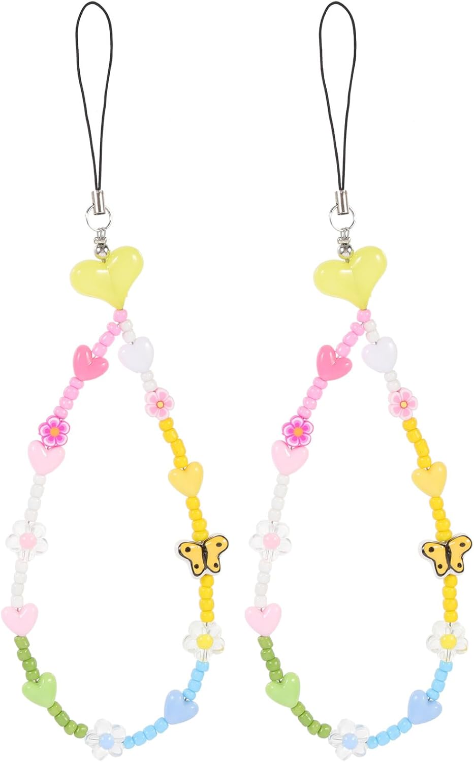 PRETYZOOM Creative Beaded Phone Charm Strap 2Pcs Resin Cartoon Gift Set