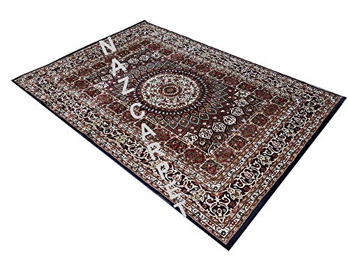 Image of Kashmiri Traditional Woollen Carpet with Advanced 1 Inch Thickness & Classical Look 240x335cm (8x11 Feet) Color Blue