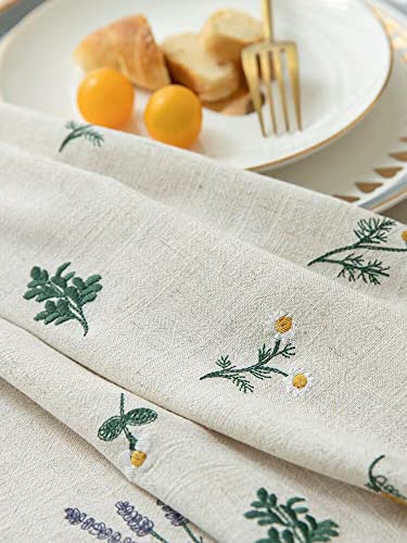 Nappe de cuisine en lin brodé : linge de table rectangulaire pour mariage - 6