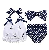 Infant Baby Girls Clothes Anchor Tops+Polka Dot Briefs Outfits Set Sunsuit 0-24M (6-12 Months, Blue)
