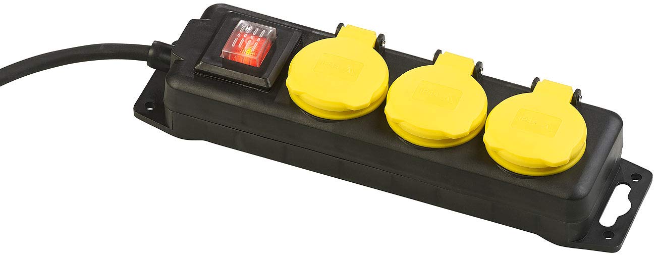 revolt Steckdosenleiste draußen: 4er-Set schaltbare 3-fach-Outdoor-Steckdosenleisten, 3.680 Watt, IP44 (Steckdosenleiste Werkstatt, Verlängerungskabel außen, Elektrokabel)