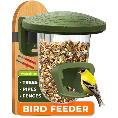 Outdoor Small Bird Feeder for Fences, Trees, Balcony and Walls – PerchPod Seed Birdfeeder, No Mess Wild Bird Feeders for Outside
