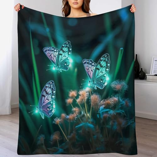 Manta de forro polar con mariposas cómoda para el frío en el sofá 2