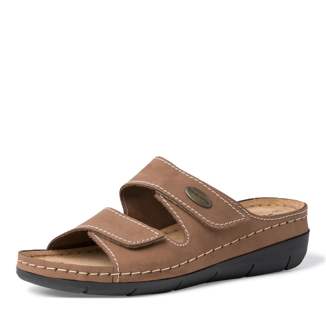 Tamaris chausson femme en cuir à talon compensé