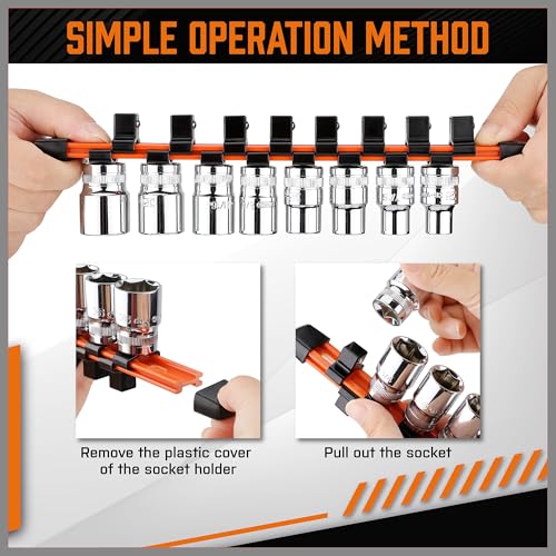 Image of HORUSDY 6Pcs Double Sided Socket Organizer, 1 /4-Inch, 3 /8-Inch, 1 /2-Inch, Premium Quality Socket Holders (6Pcs Double Sided Socket Organizer)