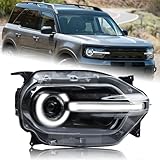 KAMDKI Right Passenger Side Full LED DRL Headlight Compatible for 2021-2024 Ford Bronco Sport With Signature Lighting And Bulbs Head Lamp M1PB-13W029-BH M1PZ13008D M1PB13W029BH