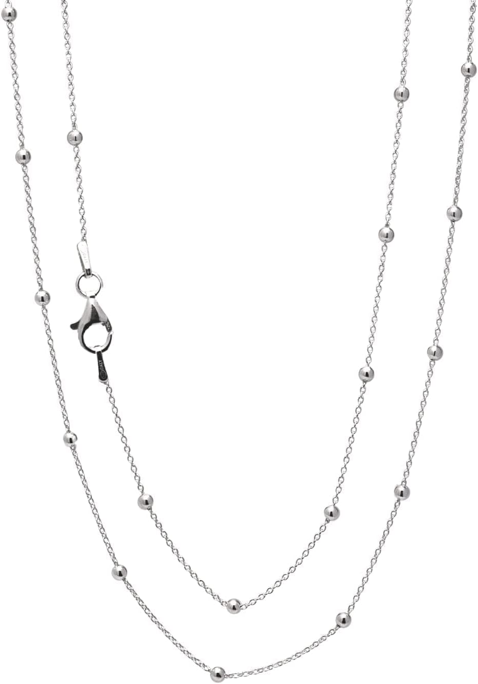 Silver Necklace for Women 925 Silver Ball Beaded Chain Necklace Layered Stack Chain Choker Necklace 16" 18" 19" 20" 21" 22" 24" in