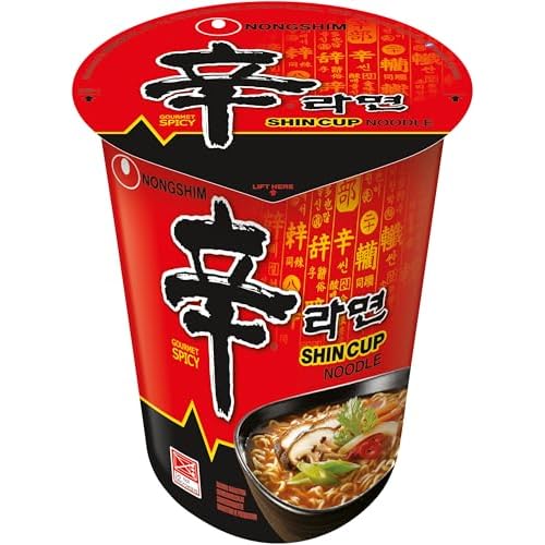 Nong Shim Instantnudeln Shin Ramyun – Koreanische Cup Suppe scharf - schnelle Zubereitung – 6er Vorteilspack à 68g