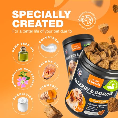 Dog Allergy Relief Chews - Itch Relief for Dogs - Allergy Chews for Itching Skin with Hemp Seed Oil, Turmeric, Quercetin - Immune Health Support Treats - Hot Spots - Skin and Coat Health