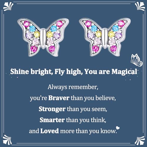 Cute Butterfly Stud Earrings for Girls,Hypoallergenic Tiny Sparkling Crystal Earrings, Best Gift for Daughter,Granddaughter, Birthday, Christmas, Graduation3