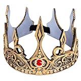 Golden Ruby King Crown for Boys and Girls, Royal Golden Foam for Men Women Birthday Crown Costume Prom Party, Prince Cosplay Headdress, Halloween Cosplay Prop Holiday Party Favors