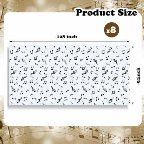 Image of Tatuo 8 Pieces 108 x 54 Inch Music Themed Party Decorations Disposable Musical Notes Tablecloth Plastic Table Cover Birthday Jazz Rock Party Decoration Supplies