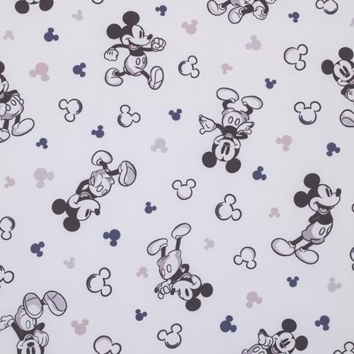 Image of NoJo Disney Mickey Mouse Gray, Black, and White Super Soft Nursery Fitted Crib Sheet