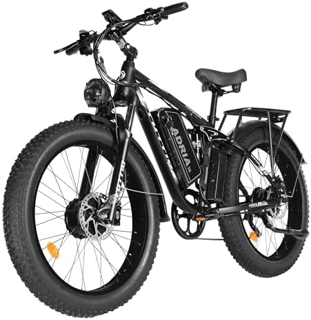 Tuttio Adria26 5000W Dual-Motor Ebike,40-46MPH Electric- Bike for Adults, 26 * 4" Fat Tire Electric Bicycle, 52V 210NM E-Bike Full Suspension Electric Dirt Bike for Off-Road Mountain Hunting(Black)