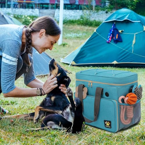 Dog Travel Bag for Traveling| Week Away/Overnight Dog Travel Accessories with Multi-Function Pockets|Pet Travel Set for Dog and Cat|Ideal Dog Diaper Bag and Dog Travel Kit(Sea Blue) - Image 4