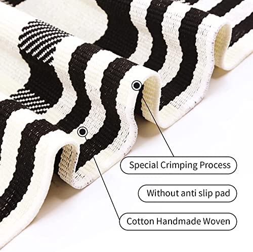 Black And White Striped Cotton Rug 28"X43" - Woven Washable Outdoor Door Mat For Entryway, Kitchen, Patio & Farmhouse #TOP2
