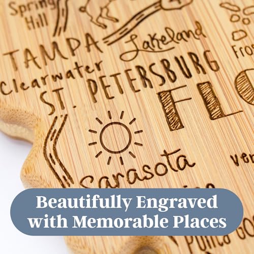 Totally Bamboo Destination Florida State Shaped Cutting Board, Charcuterie and Cheese Serving Board – Florida Gift for Home Décor or Everyday Kitchen Use - Image 3