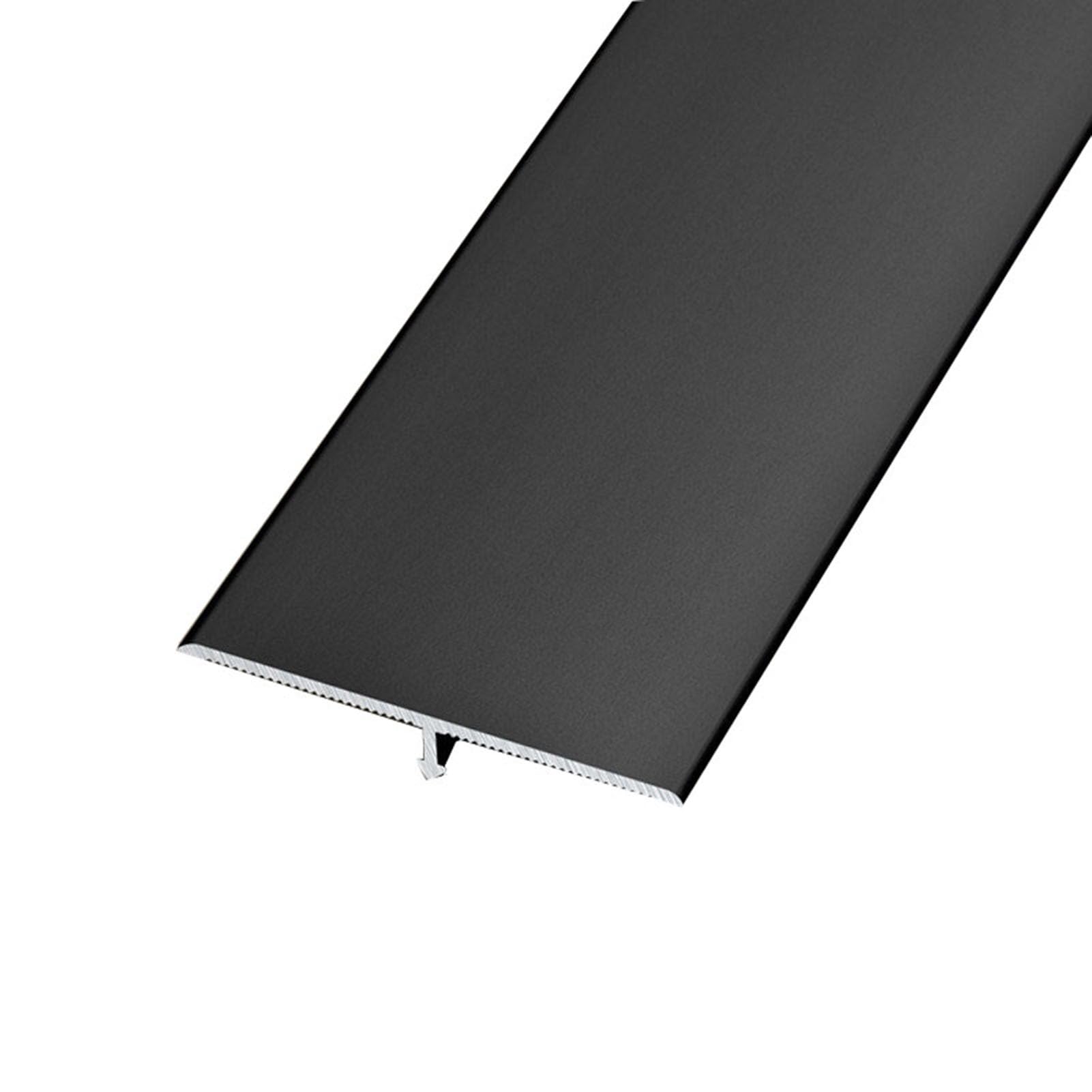Metal Floor Transition Strip for Doorways, T Molding Laminate Tile Floor Flat Divider Strip Edging Trim, 3 PCS Waterproof Threshold Gap Cover(Black)