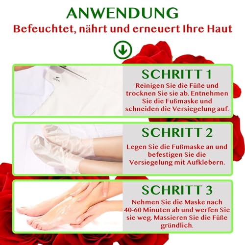 P-Beauty Mascarilla para Pies de Rosa | Exfoliación Intensiva para Pies | Calcetines Anti Callosidades | Renovación e Hidratación de la Piel | Elimina Callos y Grietas | 1 Par - imagen 8