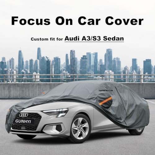 Image of GUNHYI Premium Car Cover Custom Fit Audi A3 /S3 Sedan, 16 Layers Heavy Duty Car Cover Waterproof All Weather with Zipper Door for Sun Rain Snow Dust Uv Protection