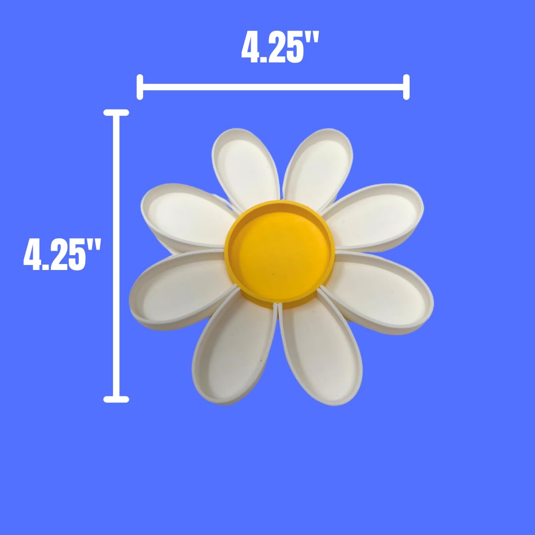 Vassoio per cibo con margherite e granchi, 9 divisori con design a margherita, ottimo piatto per terrari a granchio, lucertola o rana, prodotto negli Stati Uniti (margherita)
