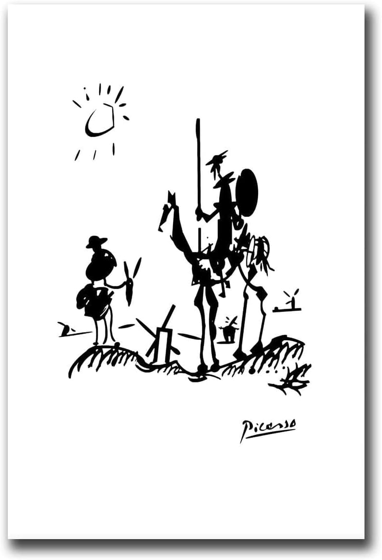DDSEW GREWT Picasso Poster Picasso Don Quixote Canvas Painting Black and white Abstract Wall Art Picasso Prints For Living Room Decor Picture 40x50cmx1 No Frame