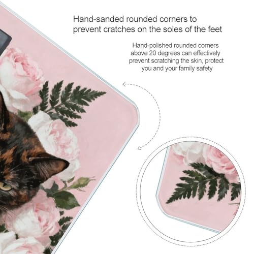 Báscula digital para baño con diseño de gato y rosas miniatura 4