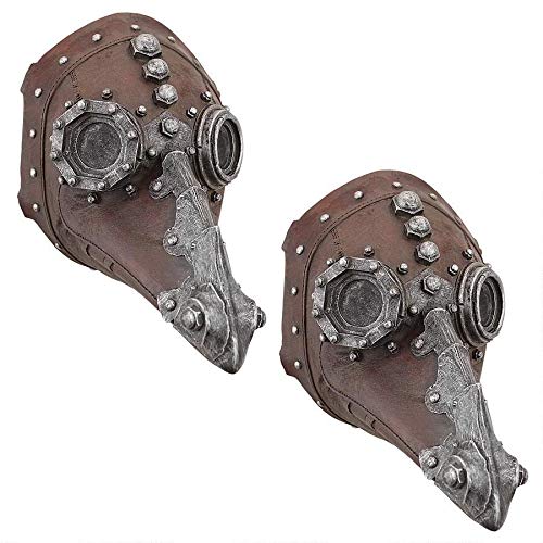 Design Toscano Doctor of Death Steampunk Plague Sculptural Mask (Set of 2), Multicolor, 2 Count