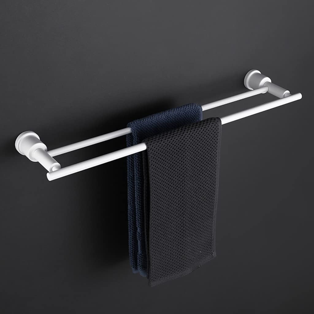 Porte-serviettes double tige en acier inoxydable 304 blanc mat de 50cm pour mur