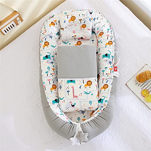 ベビーベッド 赤ちゃん ベビーネスト 添い寝 枕付き 寝返り防止 ベッドインベッド 軽量 転落防止 ベッド 通気性 肌に優しい コンパクト お昼寝 お出かけ 洗濯可能 折りたたみ 持ち運び 出産祝い 帰省 プレゼント (N)